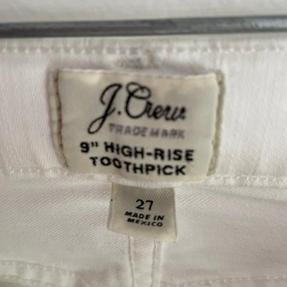 J. Crew 9” High-Rise Toothpick Jeans in White; B3584 - Picture 6 of 8